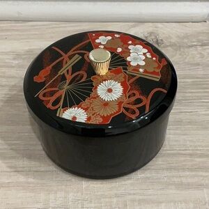 Black and Red Decorative Box with Floral Design